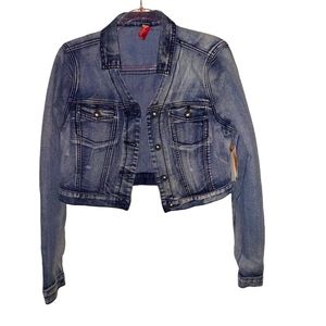 Apple Bottom Cropped Denim Jacket Sz L